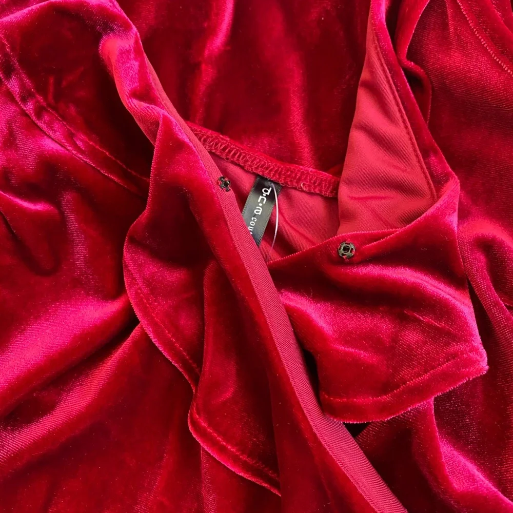 Red Velvet Ruffle Mini Dress - Picture 6 of 6